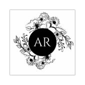 Rustic Floral Monogram Wedding Rubberstempel (Afrduk)