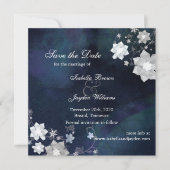 Rustic Floral Navy Winter Wedding Save the Date (Voorkant)