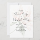 Rustic Floral Neutral Elegant Wedding Invitation Kaart (Voorkant)