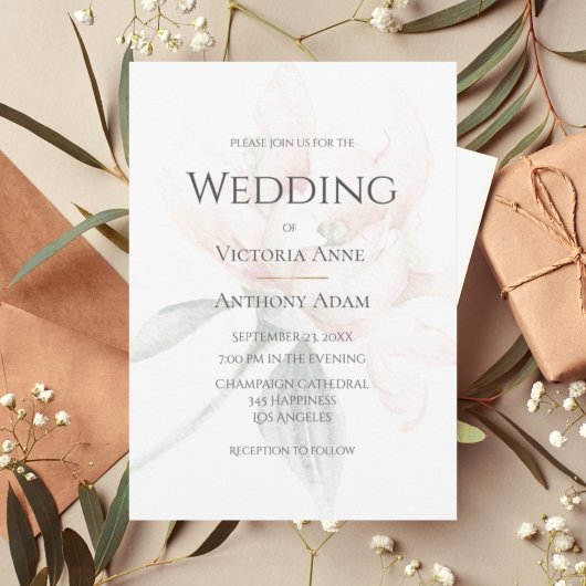 Rustic Floral Neutral Elegant Wedding Kaart
