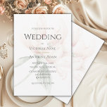 Rustic Floral Neutral Elegant Wedding Kaart<br><div class="desc">Prachtige,  transparante perzik/roze pony op de achtergrond met decoratieve typografie. Deze uitnodiging is gewoon mooi. Ideaal voor elk seizoen. 100% klanttevredenheid bij Zazzle.</div>