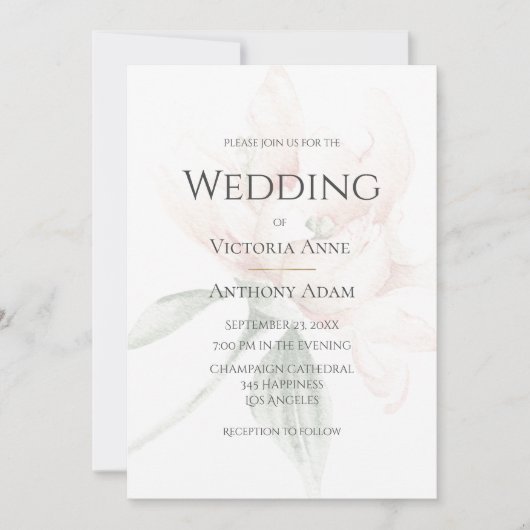 Rustic Floral Neutral Elegant Wedding Kaart (Voorkant)