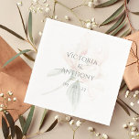 Rustic Floral Neutral Elegant Wedding Servet<br><div class="desc">Rustige,  doorzichtige perzik/roze pony op de achtergrond met eenvoudige maar elegante typografie. Pas aan met uw keuze uit namen en datum. Deze servet is gewoon prachtig. Ideaal voor elk seizoen. 100% klanttevredenheid bij Zazzle.</div>