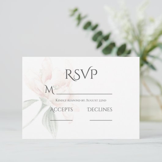 Rustic Floral neutrale kleuren RSVP Kaartje (Staand voorkant)