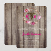 Rustic Floral Nursing School Afstuderen uitnodigen Kaart (Voorkant / Achterkant)