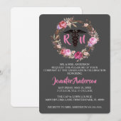Rustic Floral Nursing School Afstuderen Uitnodigen Kaart (Voorkant / Achterkant)