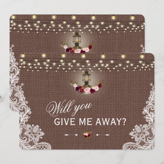 Rustic Floral Old Lantern zal me weggeven Kaart (Voorkant / Achterkant)