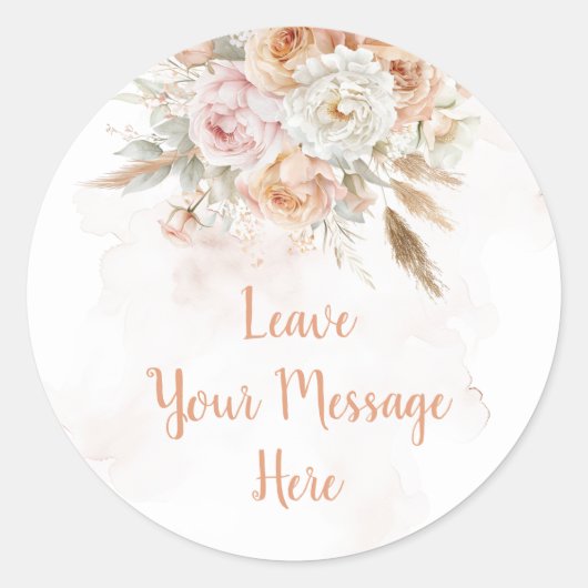 Rustic Floral Onederful Love Uw bericht hier Ronde Sticker (Voorkant)