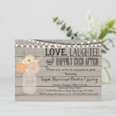 Rustic Floral Oranje Engagement Party Kaart (Staand voorkant)