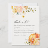 Rustic Floral Oranje herfst Pumpkin Weddenschap Bedankkaart (Voorkant)
