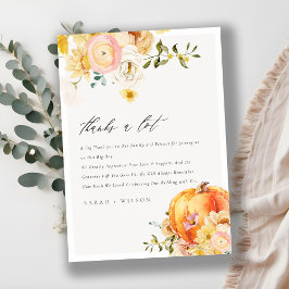 Rustic Floral Oranje herfst Pumpkin Weddenschap Bedankkaart