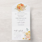 Rustic Floral Oranje herfst Pumpkin Wedding All In One Uitnodiging (Binnen)