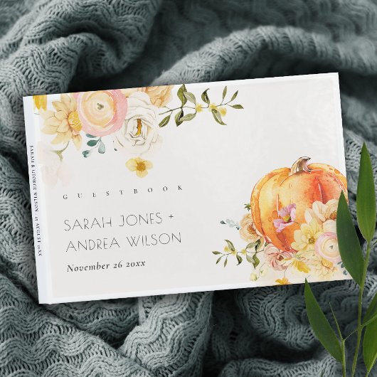 Rustic Floral Oranje herfst Pumpkin Wedding Gastenboek