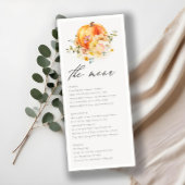Rustic Floral Oranje herfst Pumpkin Wedding Menu