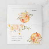 Rustic Floral Oranje herfst Pumpkin Wedding Plaatskaartje (Buitenkant ongevouwen)