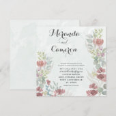 Rustic Floral Oranje Waterverf huwelijksuitnodigin (Voorkant / Achterkant)