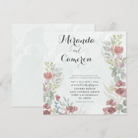 Rustic Floral Oranje Waterverf huwelijksuitnodigin