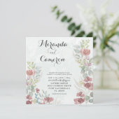 Rustic Floral Oranje Waterverf huwelijksuitnodigin (Staand voorkant)