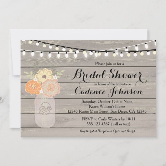 Rustic Floral Oranje Yellow Vrijgezellenfeest Invi Kaart (Voorkant)