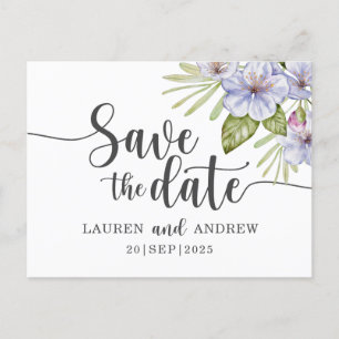 Rustic Floral Paars Save the Date Briefkaart