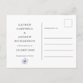 Rustic Floral Paars Save the Date Briefkaart (Achterkant)