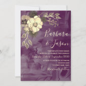 Rustic Floral Paars Wedding Invitation Kaart (Voorkant)