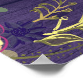 Rustic Floral Paars Wedding Welkom Poster (Hoek)