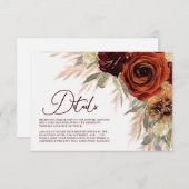 Rustic Floral Pampas Grass Wedding Details Informatiekaartje (Voorkant / Achterkant)