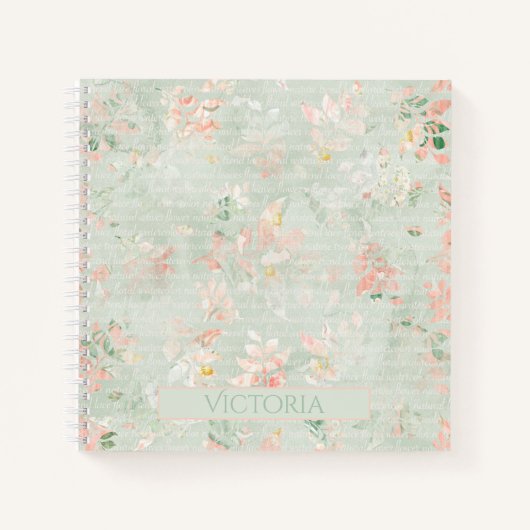 Rustic Floral Pastels gepersonaliseerd Notitieboek (Voorkant)