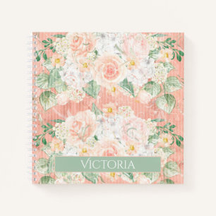 Rustic Floral Peach Green op maat Notitieboek
