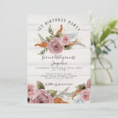 Rustic Floral Peony Dusty Pink eerste verjaardag Kaart (Staand voorkant)