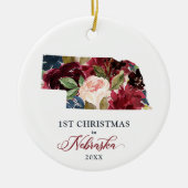 Rustic Floral persoonlijke kerstmis in Nebraska Keramisch Ornament (Voorkant)