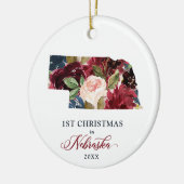 Rustic Floral persoonlijke kerstmis in Nebraska Keramisch Ornament (Links)