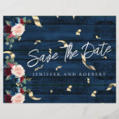 Rustic Floral Photo Collage Save the Date Kaart (Achterkant)