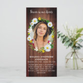 Rustic Floral Photo Funeral Memorial Prayer Kaart (Staand voorkant)