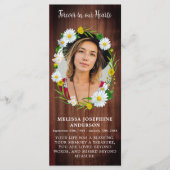 Rustic Floral Photo Funeral Memorial Prayer Kaart (Voorkant)
