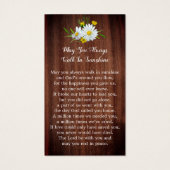 Rustic Floral Photo Funeral Memorial Prayer Kaart (Achterkant)