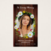 Rustic Floral Photo Funeral Memorial Prayer Kaart (Voorkant)