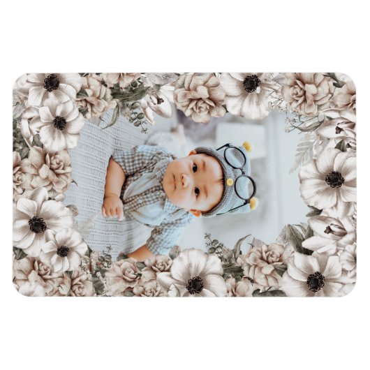 Rustic Floral Photo Magnet Magneet (Horizontaal)