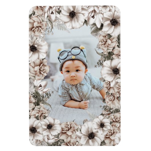 Rustic Floral Photo Magnet Magneet (Verticaal)