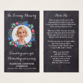 Rustic Floral Photo Memorial Prayer Kaart Funeral (Voorkant /achterkant)