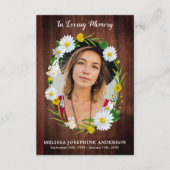 Rustic Floral Photo Memorial Prayer Kaart Funeral (Voorkant)
