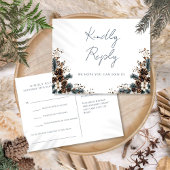 Rustic Floral Pinecones Song Request RSVP Briefkaa Uitnodiging Briefkaart