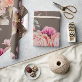 Rustic Floral Pink Peach Shabby Chic Modern Cadeaupapier