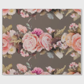 Rustic Floral Pink Peach Shabby Chic Modern Cadeaupapier (Vlak)