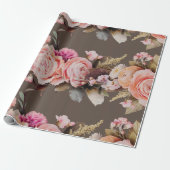 Rustic Floral Pink Peach Shabby Chic Modern Cadeaupapier (Uitgerold)