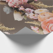 Rustic Floral Pink Peach Shabby Chic Modern Cadeaupapier (Hoek)