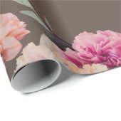 Rustic Floral Pink Peach Shabby Chic Modern Cadeaupapier (Rol Hoek)