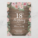 Rustic Floral Pink Peonies 18th Birthday Kaart<br><div class="desc">Rustic Floral Pink Peonies 18th Birthday Invitation for Women. Waterverf Floral Flower. Elegant roze en Peony Flowers. Volwassen verjaardag. Rustic Wood Background landretro. 13e 15e 16e 18e 21e 30e 40e 50e 60e 70e 90e 100e, Alle leeftijden. Voor verdere aanpassing, te klikken gelieve de knoop "van de Aanpassing het"en ons ontwerphulpmiddel...</div>