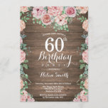 Rustic Floral Pink Peonies 60th Birthday Kaart<br><div class="desc">Rustic Floral Pink Peonies 60th Birthday Invitation for Women. Waterverf Floral Flower. Elegant roze en Peony Flowers. Volwassen verjaardag. Rustic Wood Background landretro. 13e 15e 16e 18e 21e 30e 40e 50e 60e 70e 90e 100e, Alle leeftijden. Voor verdere aanpassing, te klikken gelieve de knoop "van de Aanpassing het"en ons ontwerphulpmiddel...</div>